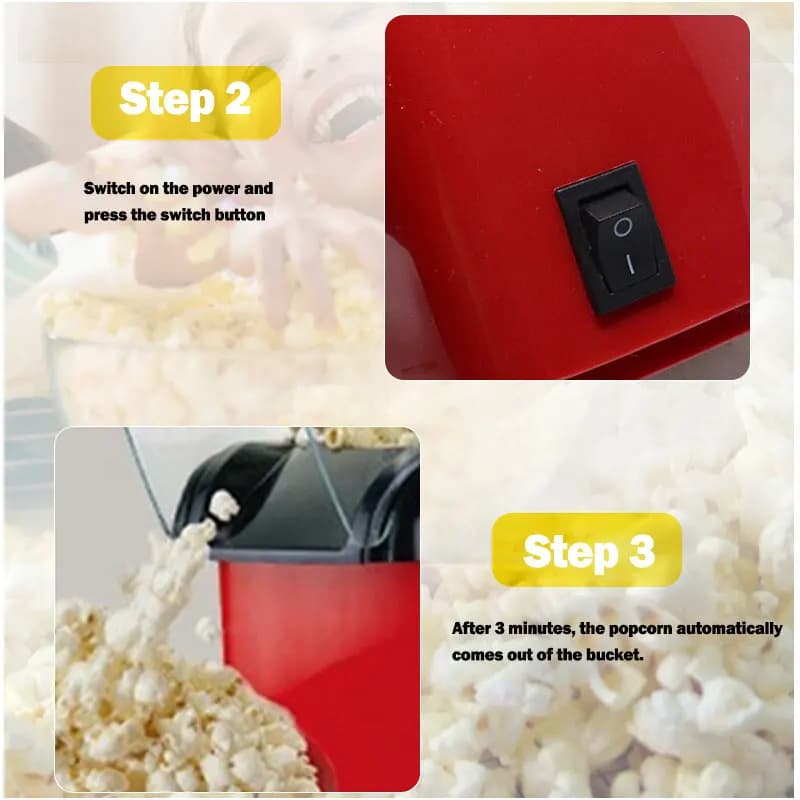 Machine à Popcorn Électrique Entièrement existent de 1200W, Mini Appareil Efficace à Air Chaud, pour