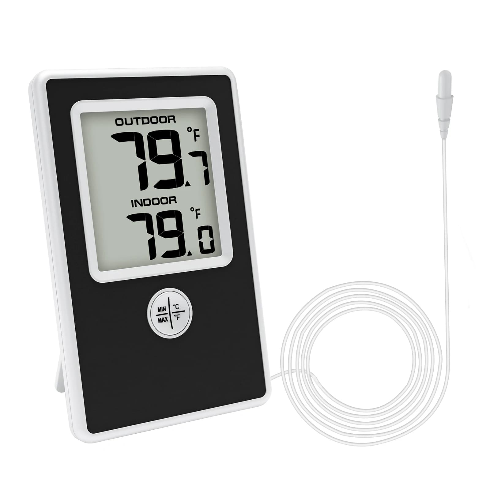 Thermomètre intérieur et extérieur, moniteur numérique filaire de température ambiante avec capteur 