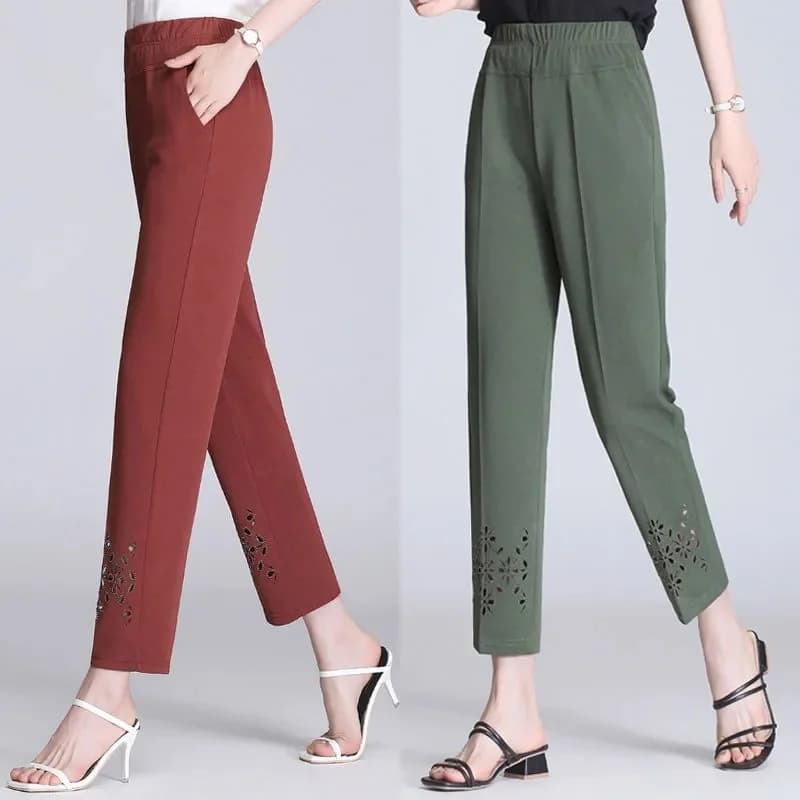 Femmes Pantalon D'été 2022 Nouvelle Mode Taille Haute artificiel astique Pantalon Décontracté D'âge 