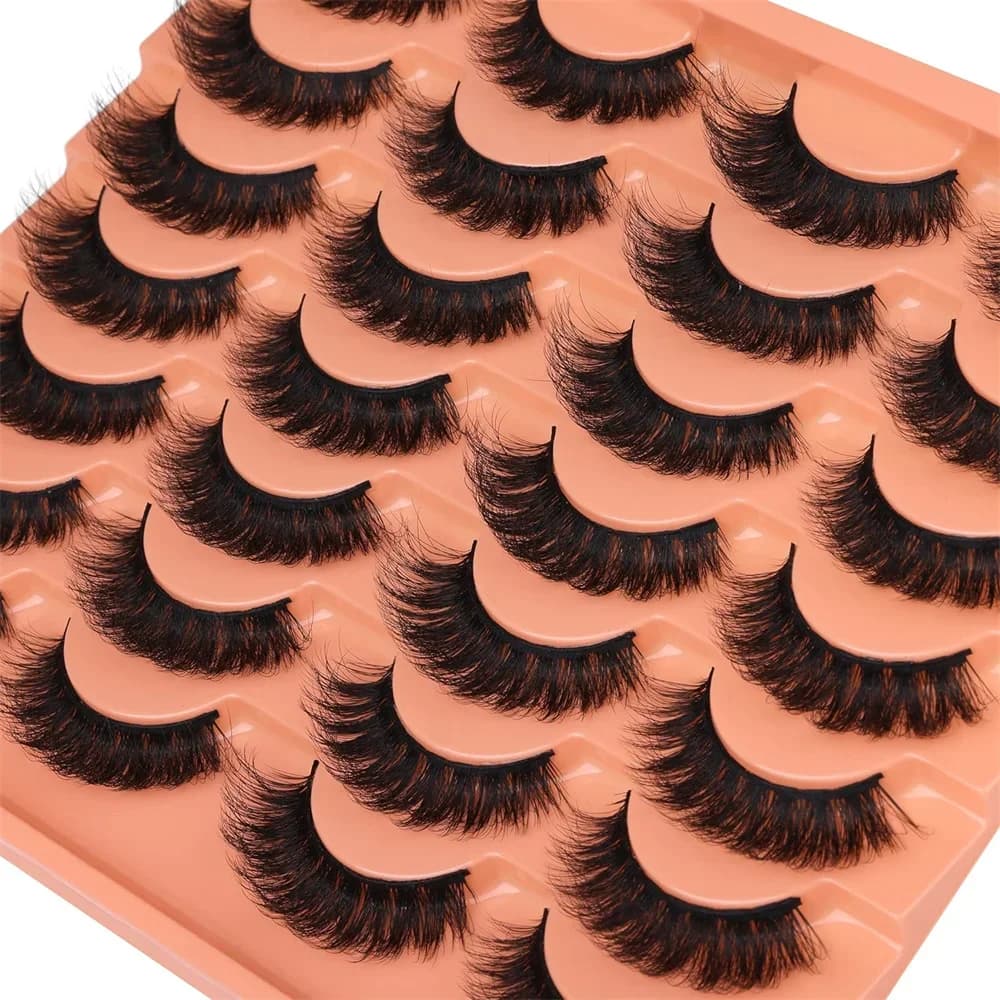 14 paires de faux cils d'aspect naturel, épais et moelleux, en Faux vison, Pack de cils œil de chat 