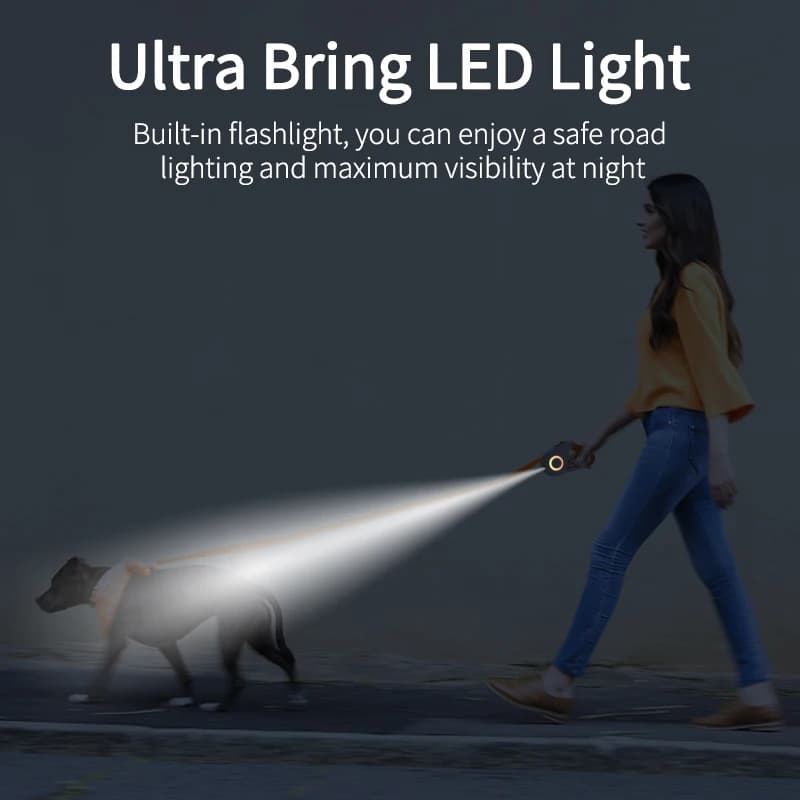 ROJECO 5M automatique rétractable chien laisse LED lumineux leader mode sangles lumineuses pour chie