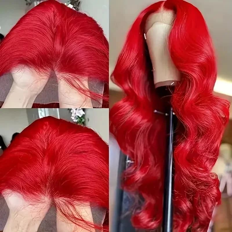 30 40 pouces rouge chaud 13x6 Hd dentelle frontale perruques perruque de cheveux humains brésilien r