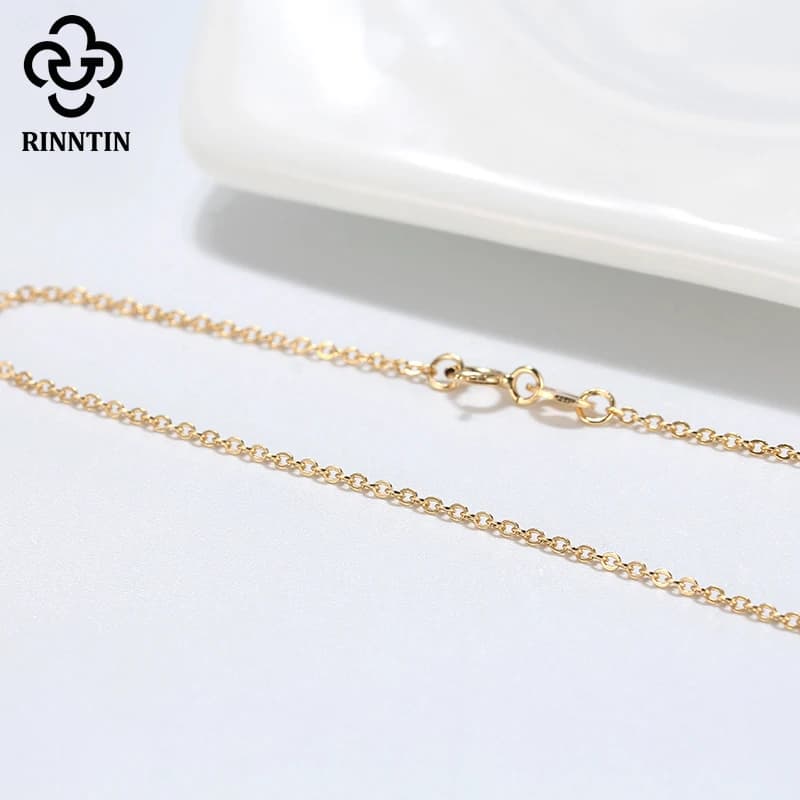 Rinntin 18K or 925 en argent Sterling mode câble lien chaînes collier pour femmes mince cou chaîne a