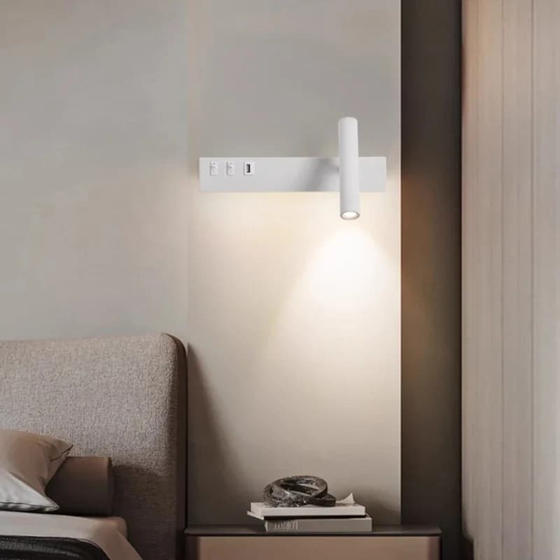 Mur LED lumières avec interrupteur USB rotatif réglable lecture projecteur chambre chevet Foyer coul