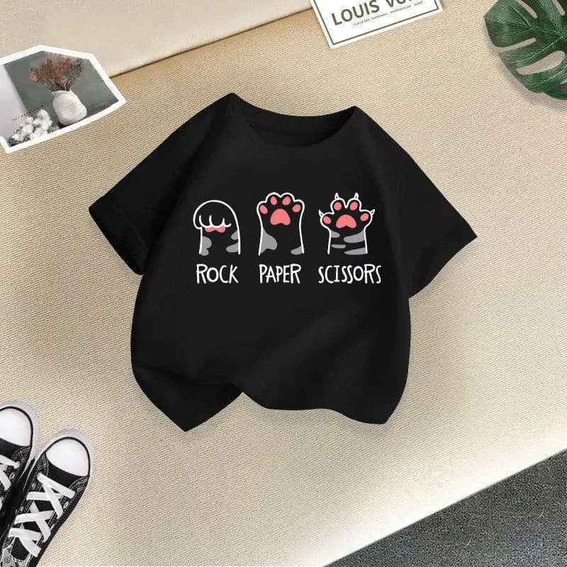 T-shirt à manches courtes et col rond pour bébé fille, vêtement d'été tendance, couleur bonbon, impr