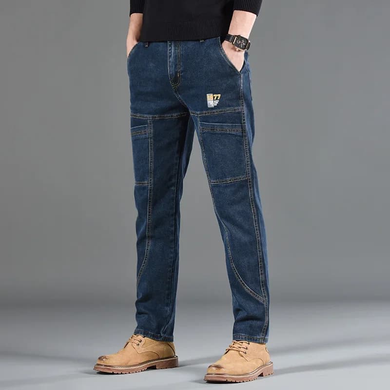 Nouveau style 2026 – Jean slim homme coupe droite confortable style coréen – Pantalon gris taille mi