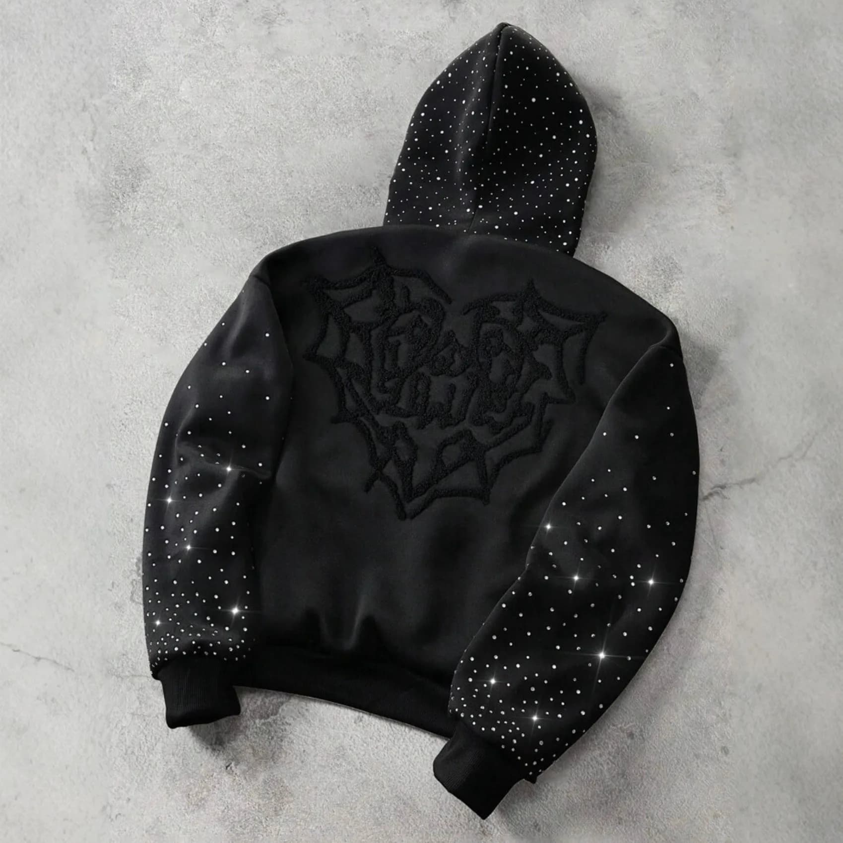 Pull tendance unisexe avec broderie d'amour, motif tridimensionnel et lettres imprimées en strass, s