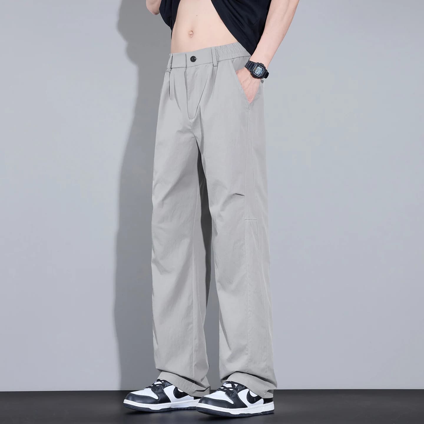 Nouveau Pantalon Décontracté d'Été 2026 de Haute Qualité pour Homme, Couleur Unie, Coupe Droite, Sty