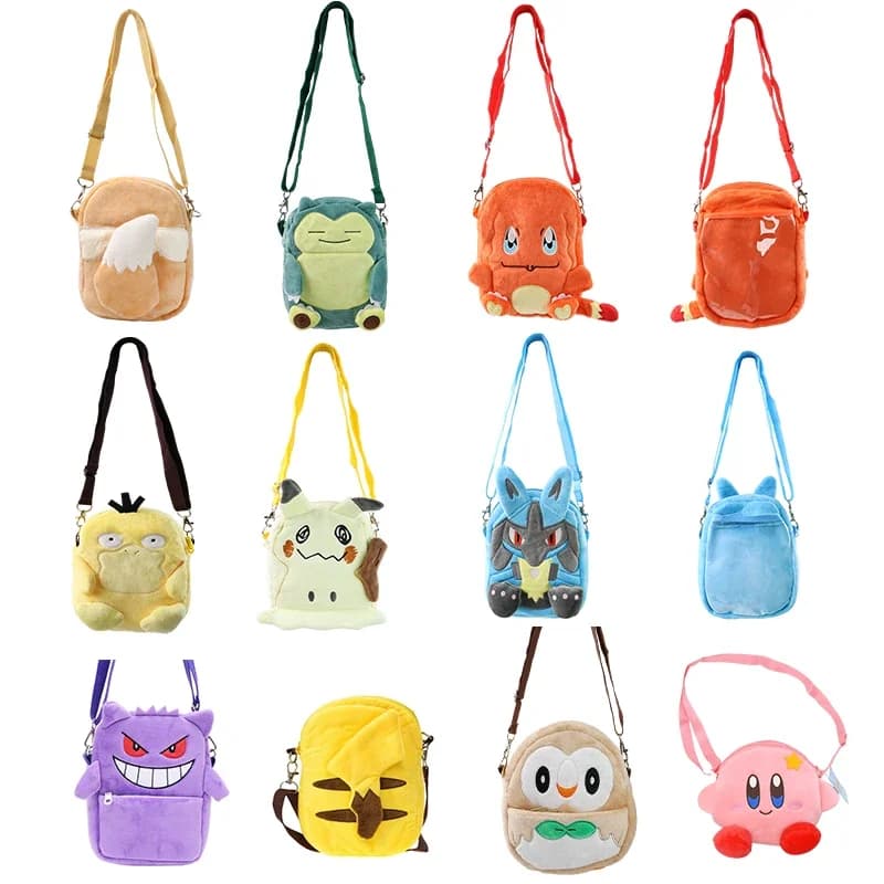 Gengar Mimikyu ronflex Rowlet Lucario Charmander sac à dos en peluche Pokemon Anime sac à bandoulièr