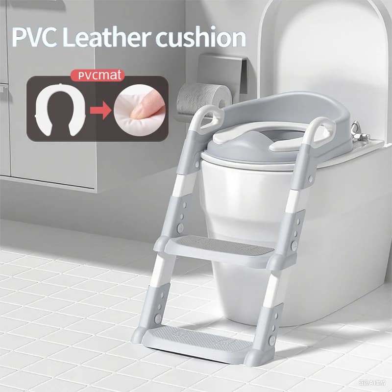 Siège de toilette portable pour enfants, pliable, réglable en hauteur, avec tapis rembourré imperméa