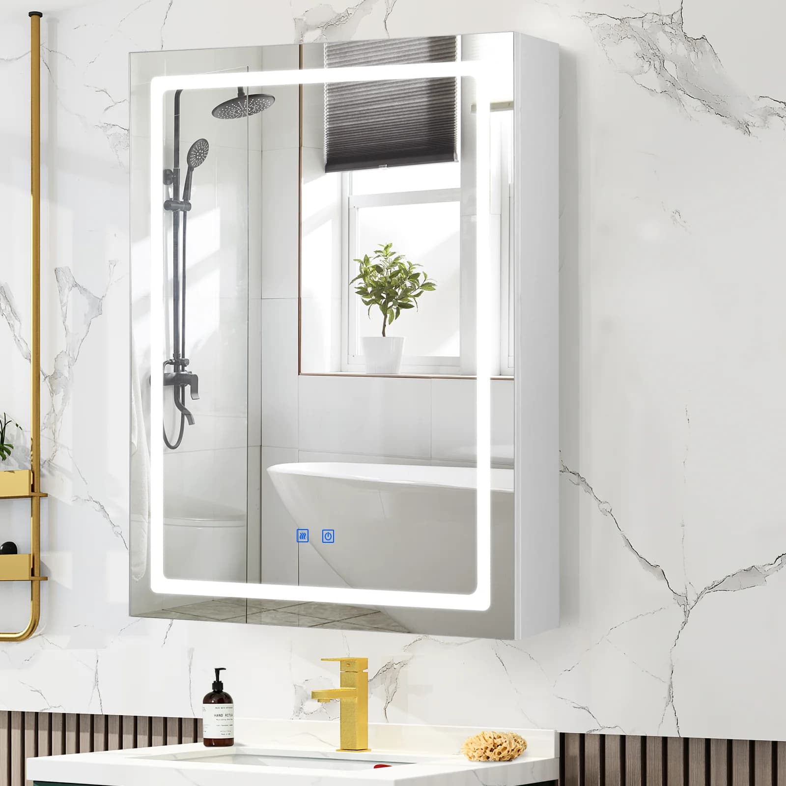 VOWNER HOMedicine-armoire avec lumières LED et miroir, avec étagère réglable, dél'offre buage, mode 