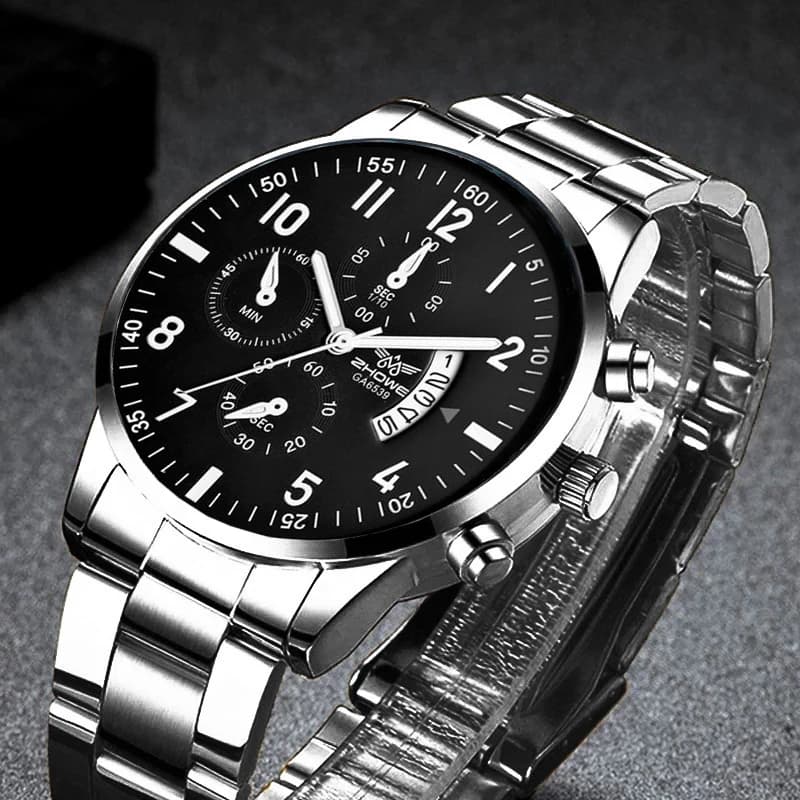 Montre de luxe pour hommes, 1 pièce, mode calendrier d'affaires, ceinture en acier, cadeau de noël, 