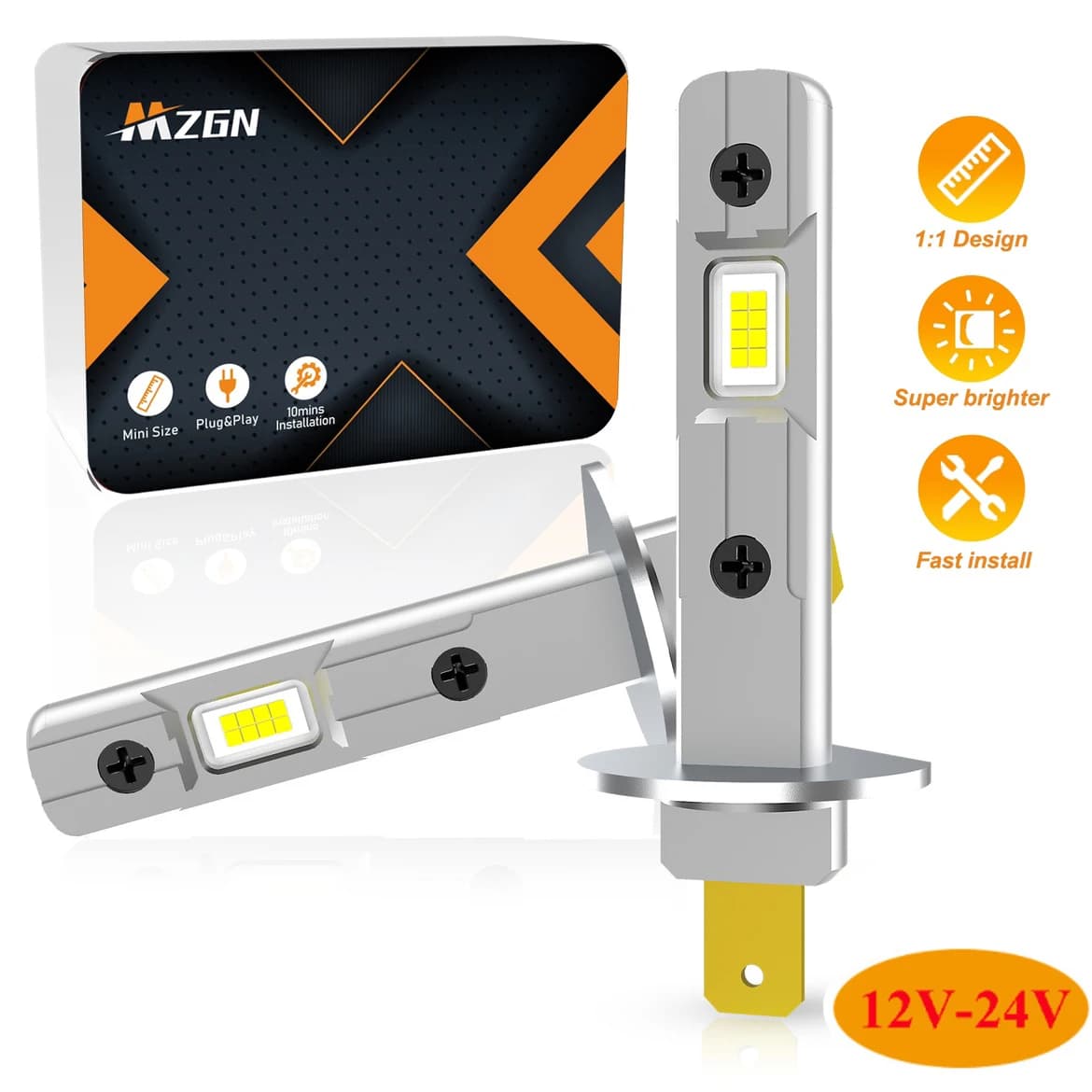 MZGN 2 pièces H1 Led ampoule de phare Mini taille conception sans fil pour voiture lampe à LED 16 pi
