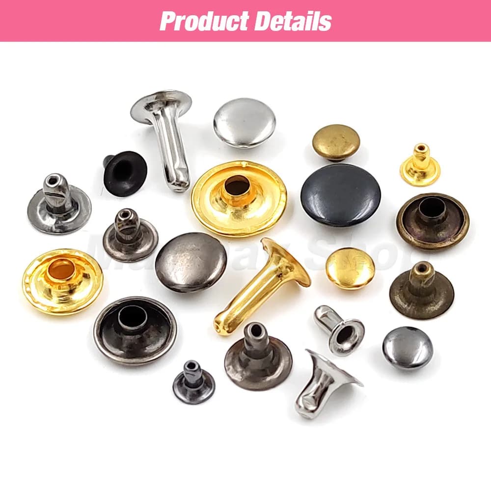100 ensembles de Rivets à capuchon unique en métal de 5mm à 15mm, goujons ronds pour bricolage, sac 