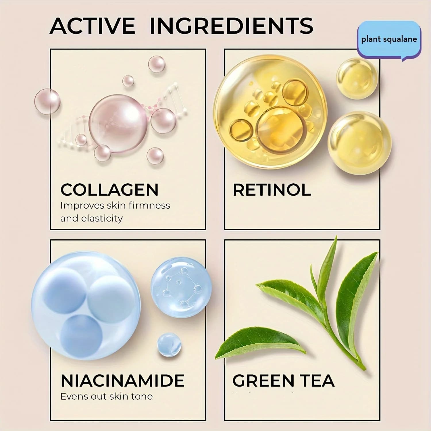 Niacinamide-Crème pour le visage au collagène avec pompe sans air, acide hyaluronique, cellules souc