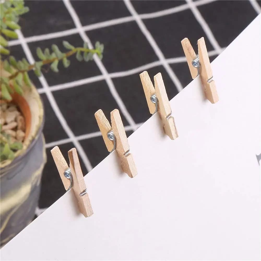 Mini pinces à linge en bois 10/20/50, petites pinces artisanales en bois de 1 pouce, corde de chanvr
