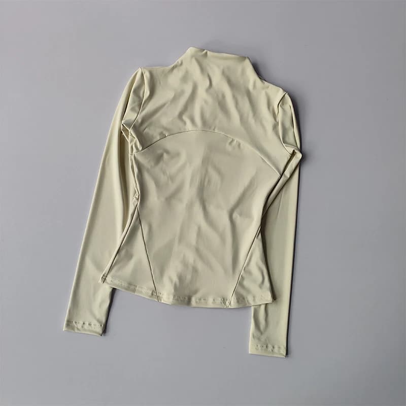 Veste de sport pour femmes, fermeture éclair, Fitness, Yoga, chemise d'entraînement, manteaux de cou