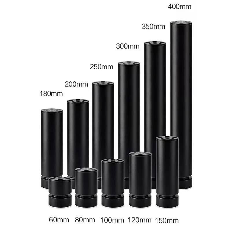 Pied de Meuble Réglable en Aluminium Noir, Support de Meuble TV, Table Basse, Canapé, Colonne de Dia