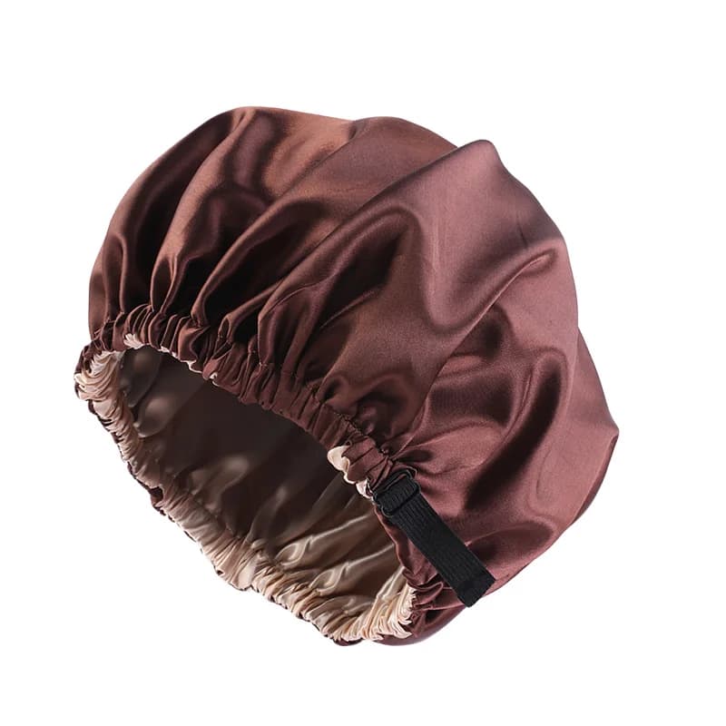 Bonnet en Satin pour dormir, Bonnet en soie réglable pour cheveux bouclés, Double couche, grand bonn