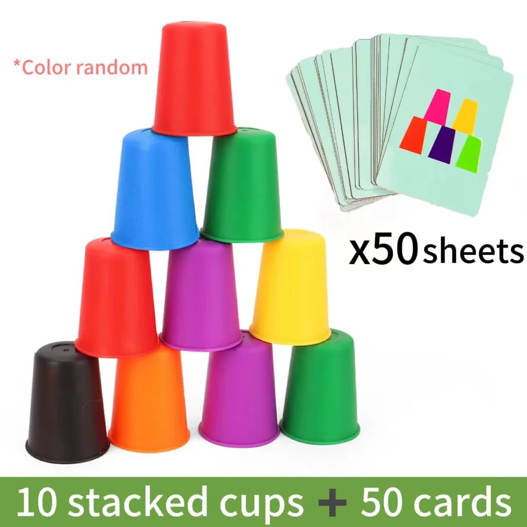 Jouets Montessori, Mini jeu de tasse empilable avec carte, illumination intellectuelle éducative, Co