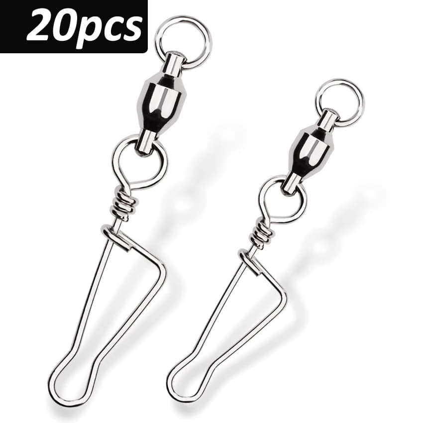 20 pièces/sac baril roulant pêche émerillons T forme joli Snap leurre connecteur matériel de pêche e