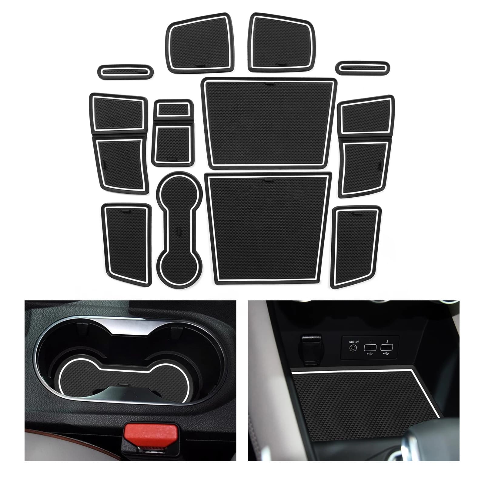 Tapis antidérapant pour fentes de porte et compartiments de rangement pour Renault Captur 2 (seuleme
