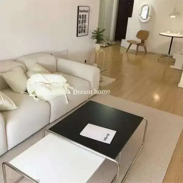 Bauhaus – Table basse rectangulaire en acier inoxydable, personnalité médiévale, noir et blanc, plus