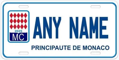 Monaco MC EU n'importe quel nom personnalisé nouveauté plaque d'immatriculation de voiture en alumin