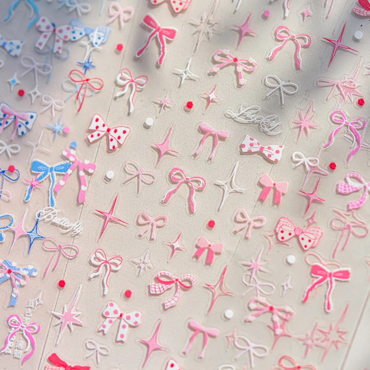 Autocollant pour ongles fins et résistants 3D, mignon ciel étoilé rose, autocollants pour Nail Art, 