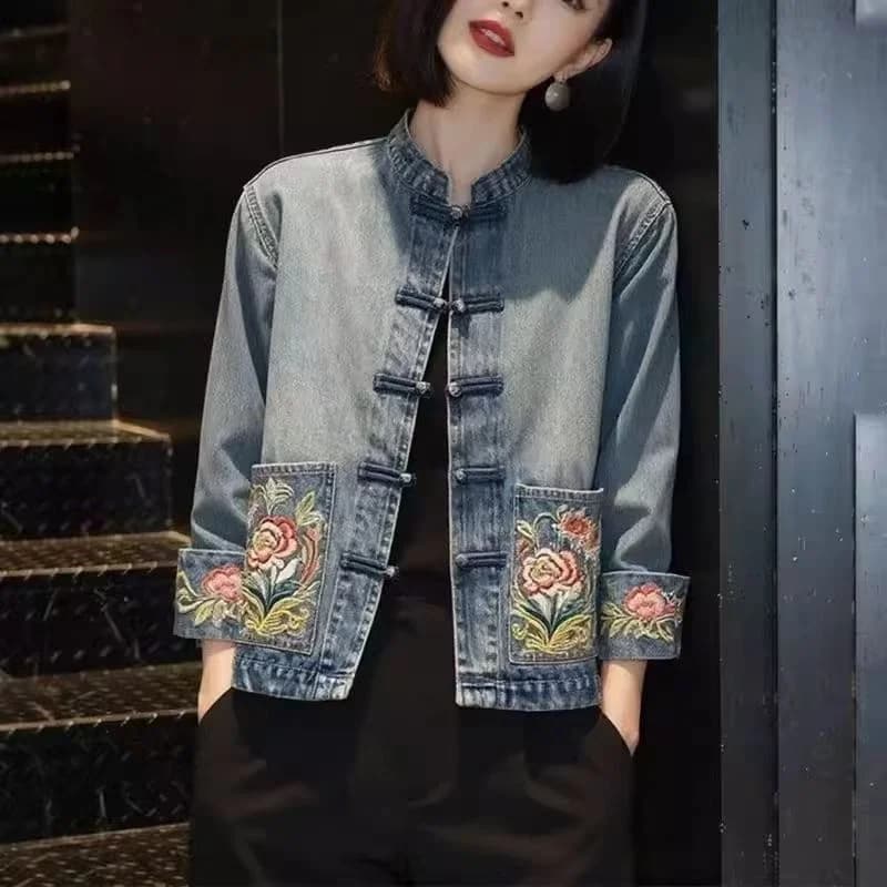 Veste Courte en Jean Polyvalente à Revers pour Femme – Nouvelle Collection Printemps-Automne 2026 – 