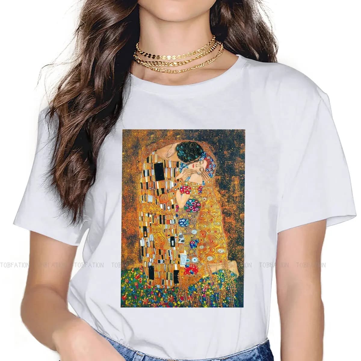 T-shirt vintage avec image de peinture pour femmes, vêtements pour femmes, GustAbility Klimt, Street