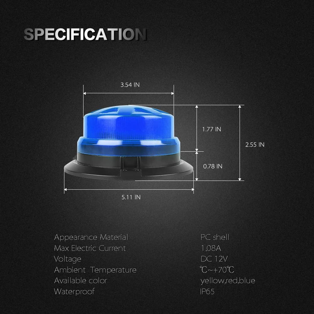 Base magnétique LED bleu lumière stroboscopique d'urgence voiture Police toit clignotant voyant d'av