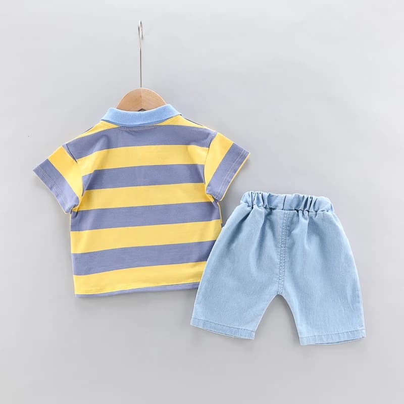 Polo + beau short en Denim pour bébés garçons et filles, ensemble 2 pièces de haute qualité, vêtemen