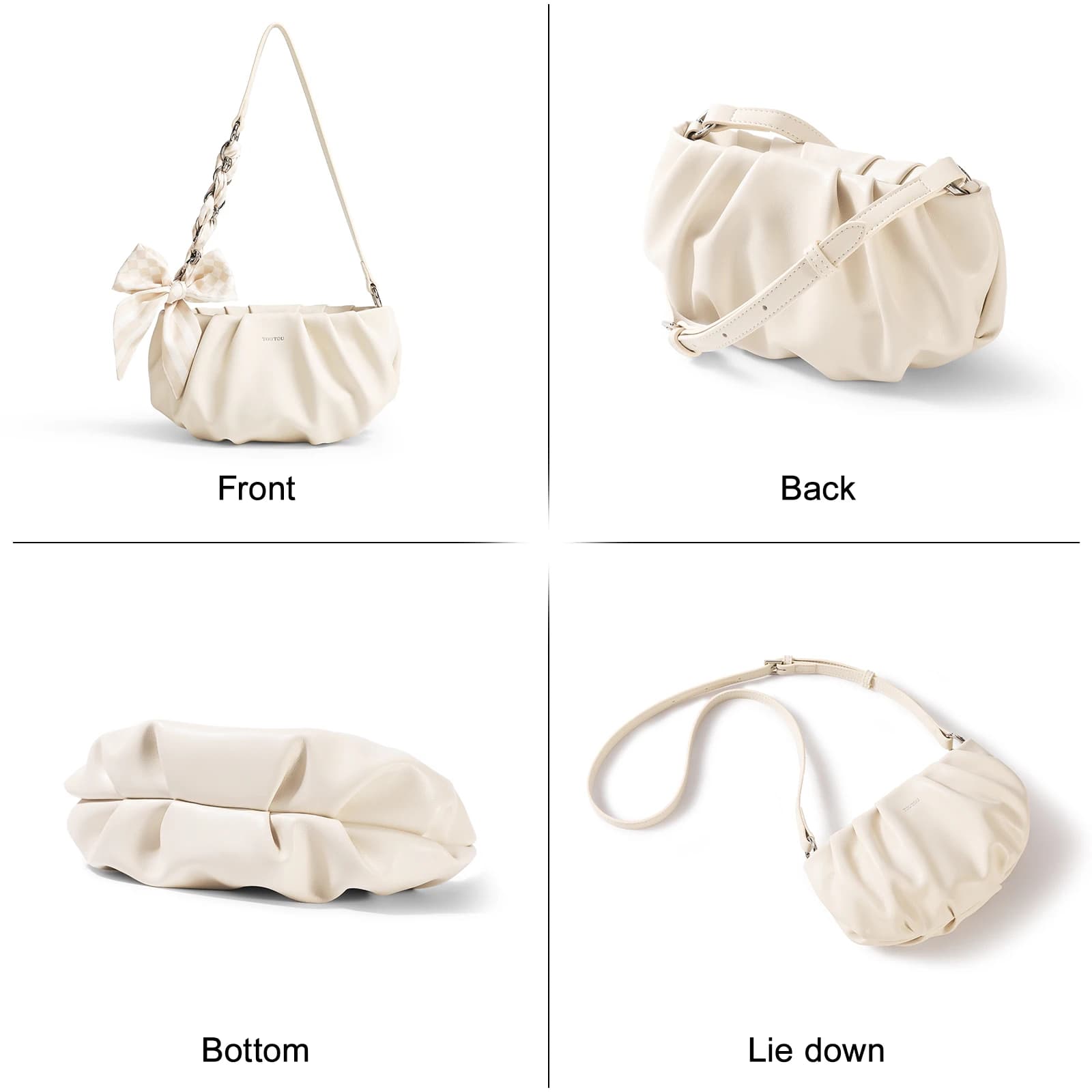 TOUTOU Cute Cloud Mini Hobo Bag pour femme, sac à bandoulière multi-usage en cuir PU souple, petit s