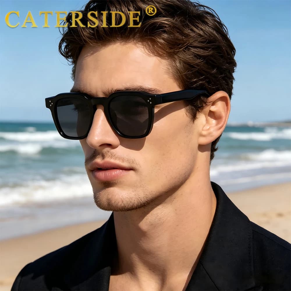 Lunettes de soleil tendance CATERSIDE pour hommes, monture carrée petite taille, design personnalisé