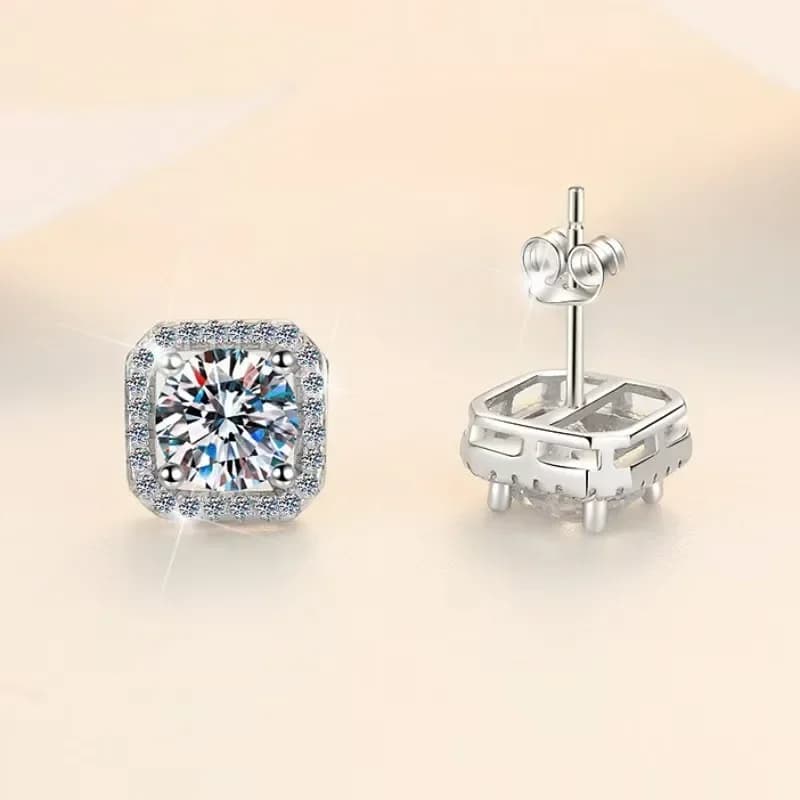 Boucles d'oreilles en diamant Mosonite, sac carré, bijoux de mariage, fête simple et à la mode, cade