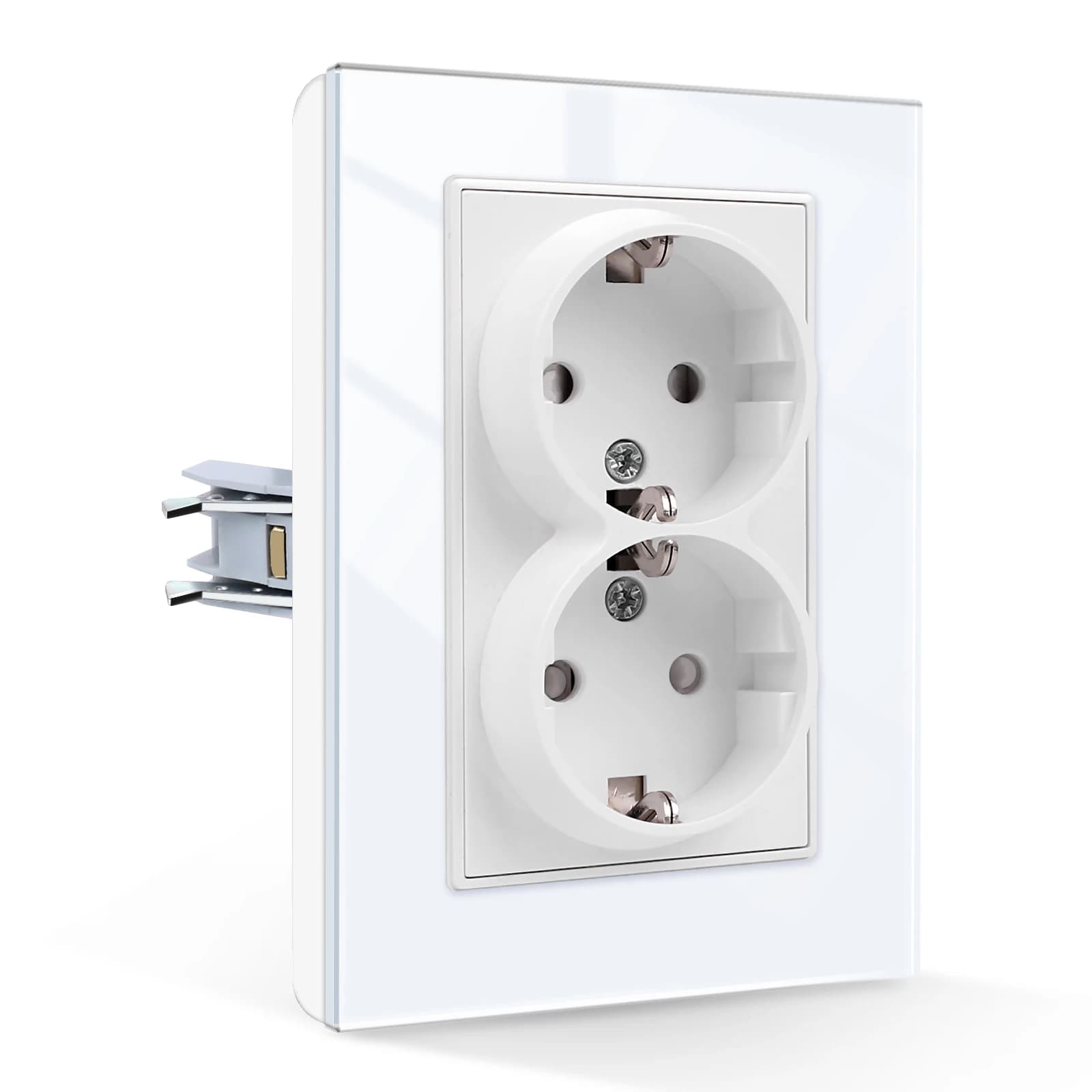 Double prise de courant murale ue 120*86mmpanneau en verre trempé 2 prises électriques EU Stadnard P
