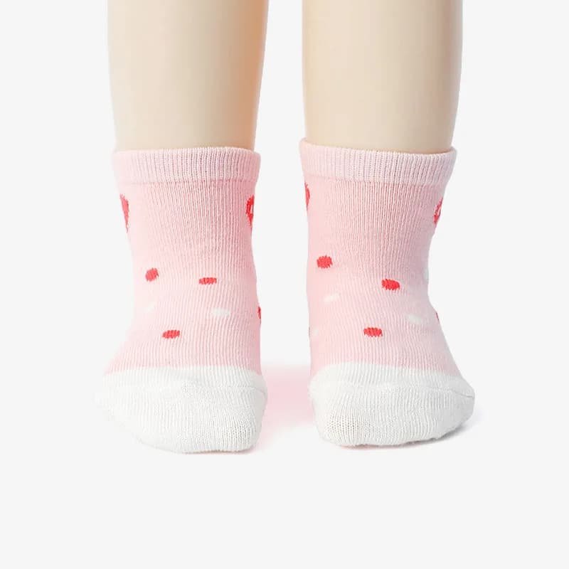 6 paires de chaussettes antidérapantes pour filles, motif de fleurs et de cœurs, pour enfants, bébés