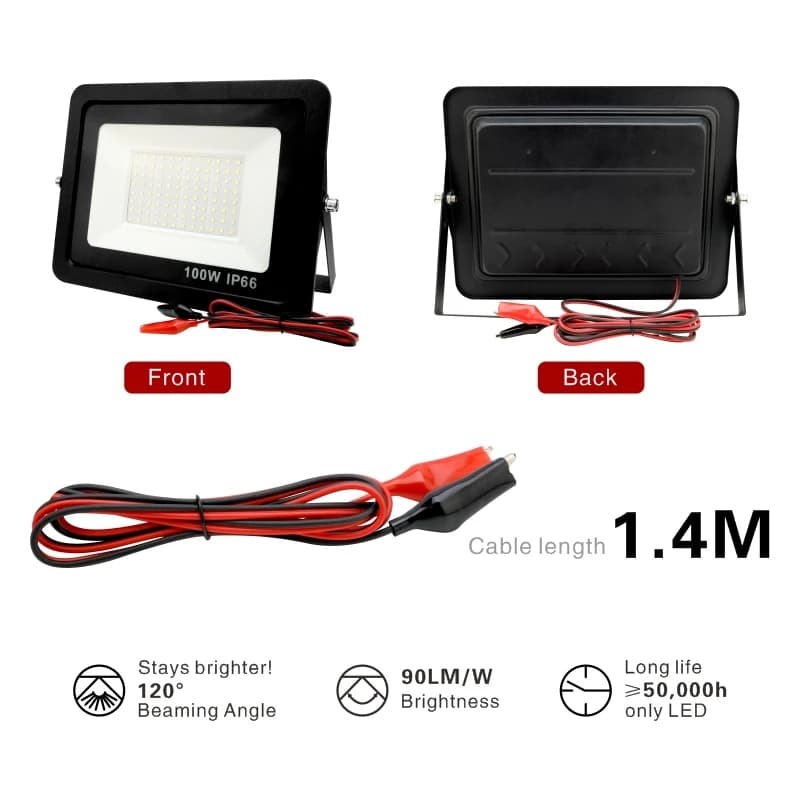 DC12V Led projecteur 20W 30W 50W 100W projecteur extérieur IP66 réflecteur de lumière étanche Portab