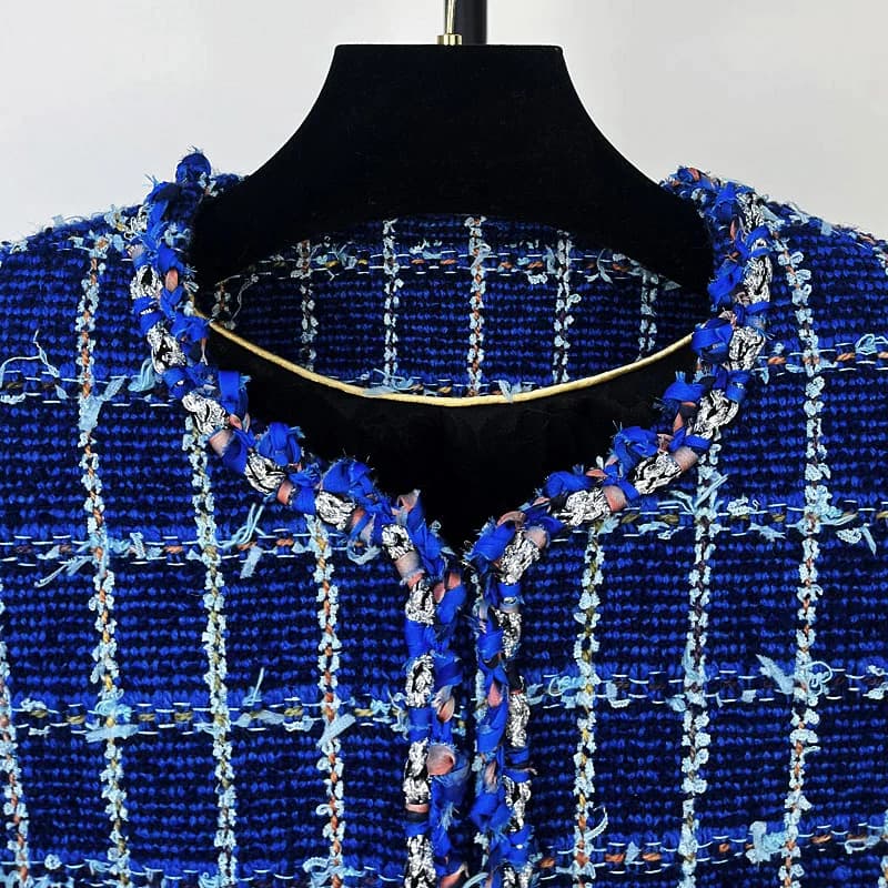 2025 à la mode et élégant col rond léger luxe socialite haut de gamme tempérament design sens tweed 