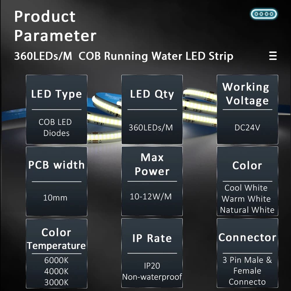 24V WS2811 COB bande lumineuse LED coulante d'eau courante 360 LED s/M ruban Flexible Bluetooth App 