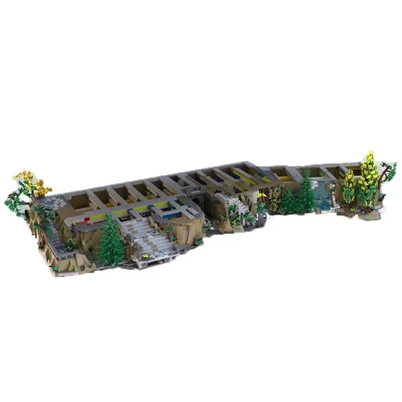 Moc Rivendell Extension House and Mountain Base Architecture Building Blocks Model Showcase Set Diy 
