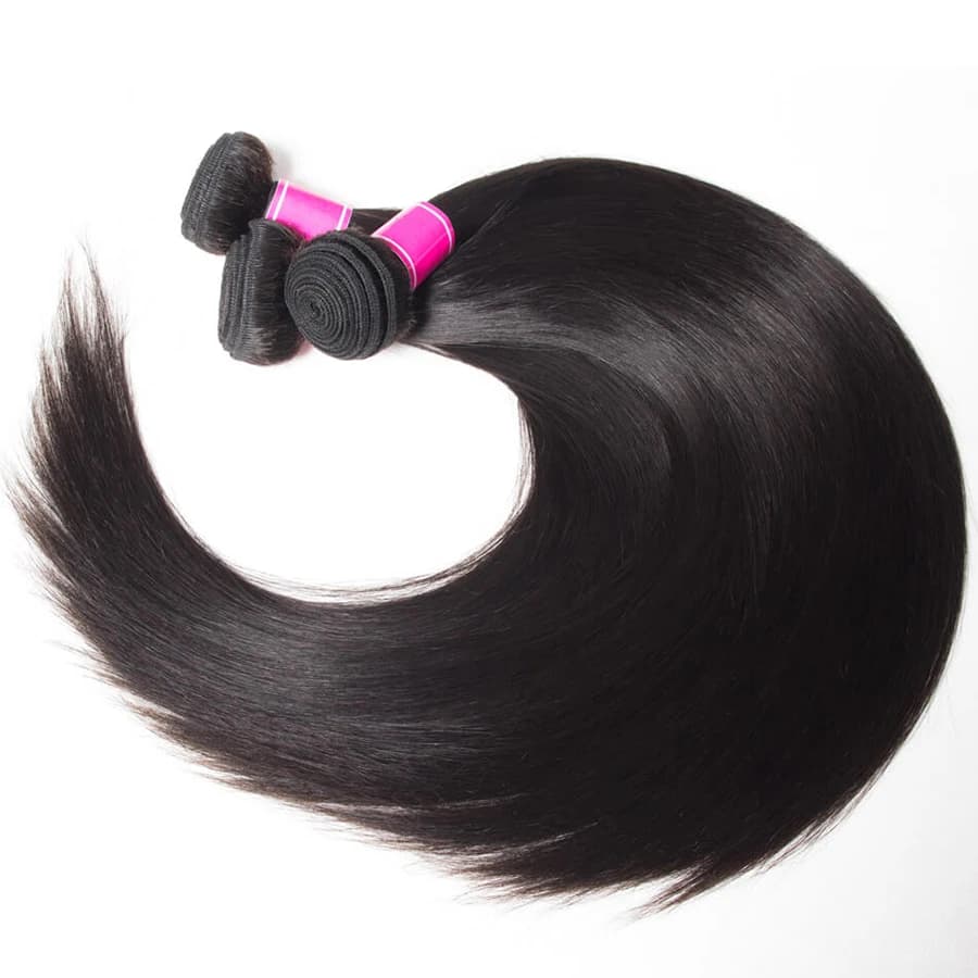 Extensions de cheveux humains vierges brésiliens lisses 12A non traités, double trame, 14-30 pouces