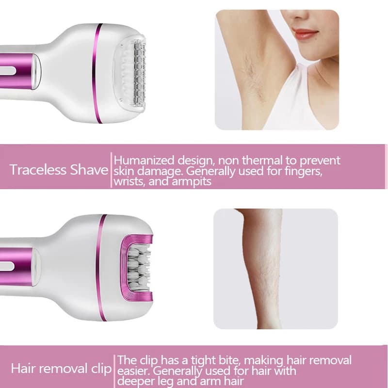 Épilateur électrique 3 en 1 Rechargeable pour femmes, pour le visage et le corps, épilation féminine