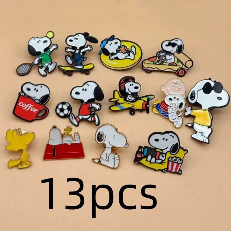 13 pièces // Broches émaillées en forme de chiots blancs de dessin animé, épingles de revers mignonn