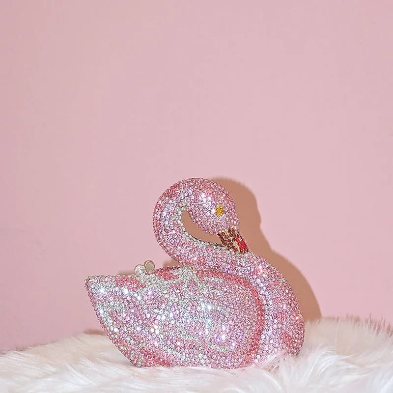 Cygne femmes pierres soirée pochettes mariées animaux strass sacs à main et sacs à main de luxe conc