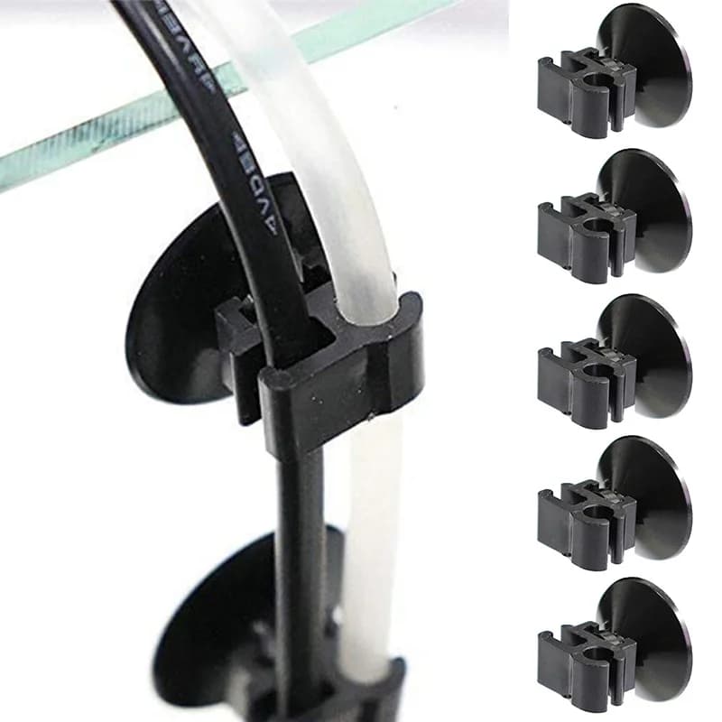 Clip de ventouse d'aquarium, 5 pièces, Tube d'oxygène pour Aquarium, pompe, cordon d'alimentation, b