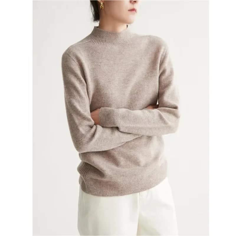 Pull sans couture à col rond pour femme, pulls basiques doux, 100% pure laine, automne et hiver
