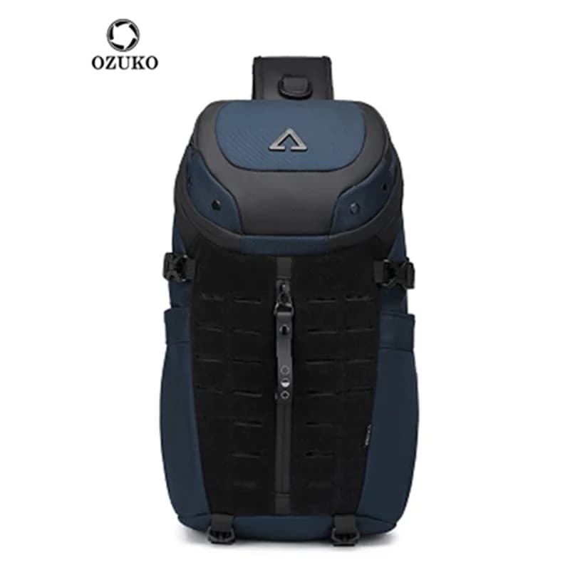 Ozuko-Sac à bandoulière étanche pour homme, sac de poitrine, sac à bandoulière antivol, USB, message
