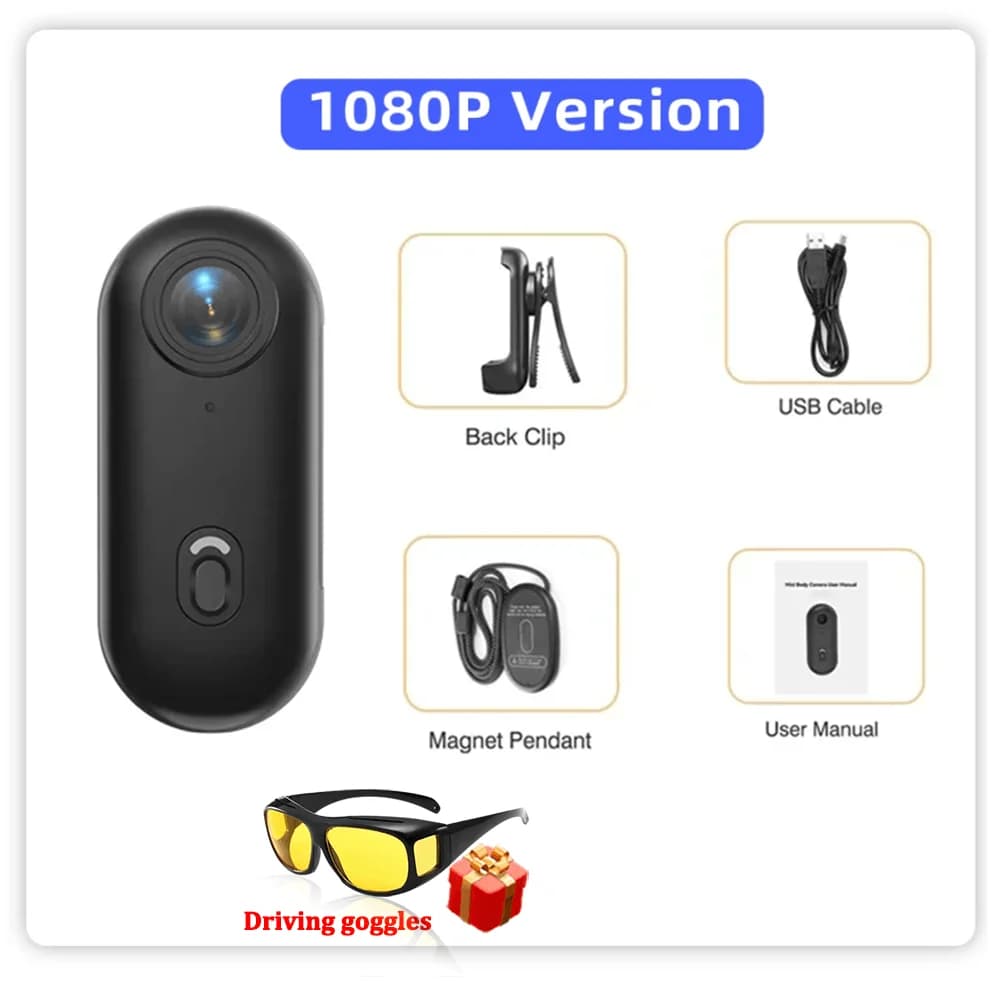 Caméra d'action portable 4K magnétique de poche pour vlog, enregistreur corporel, mini caméra WiFi é